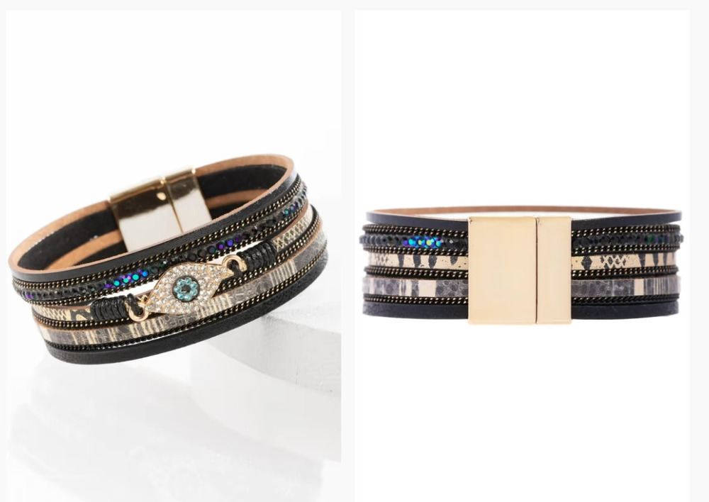 SA6 | Saachi Evil Eye Bracelet | Black | One Size